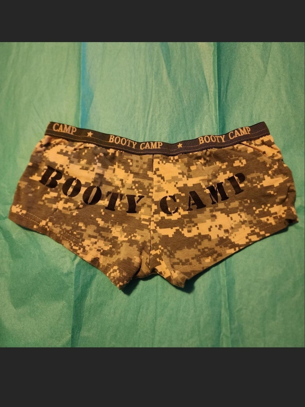 Rothco Digital Camo 'BOOTY CAMP' Bike Shorts - Green, Tan